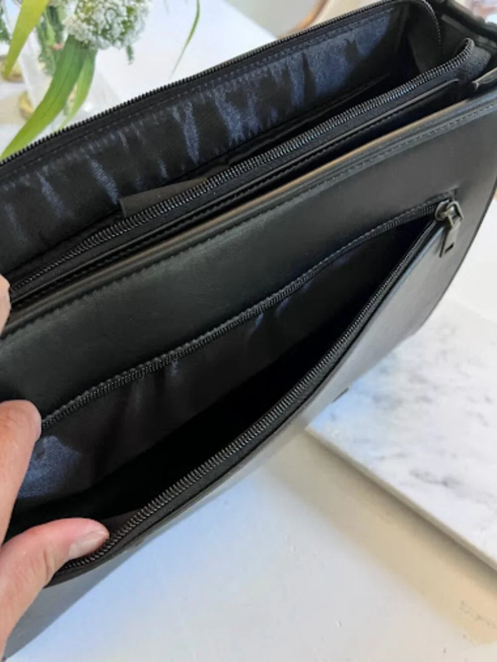 Black Professional Briefcase Laptop Bag with ribbon Scarf